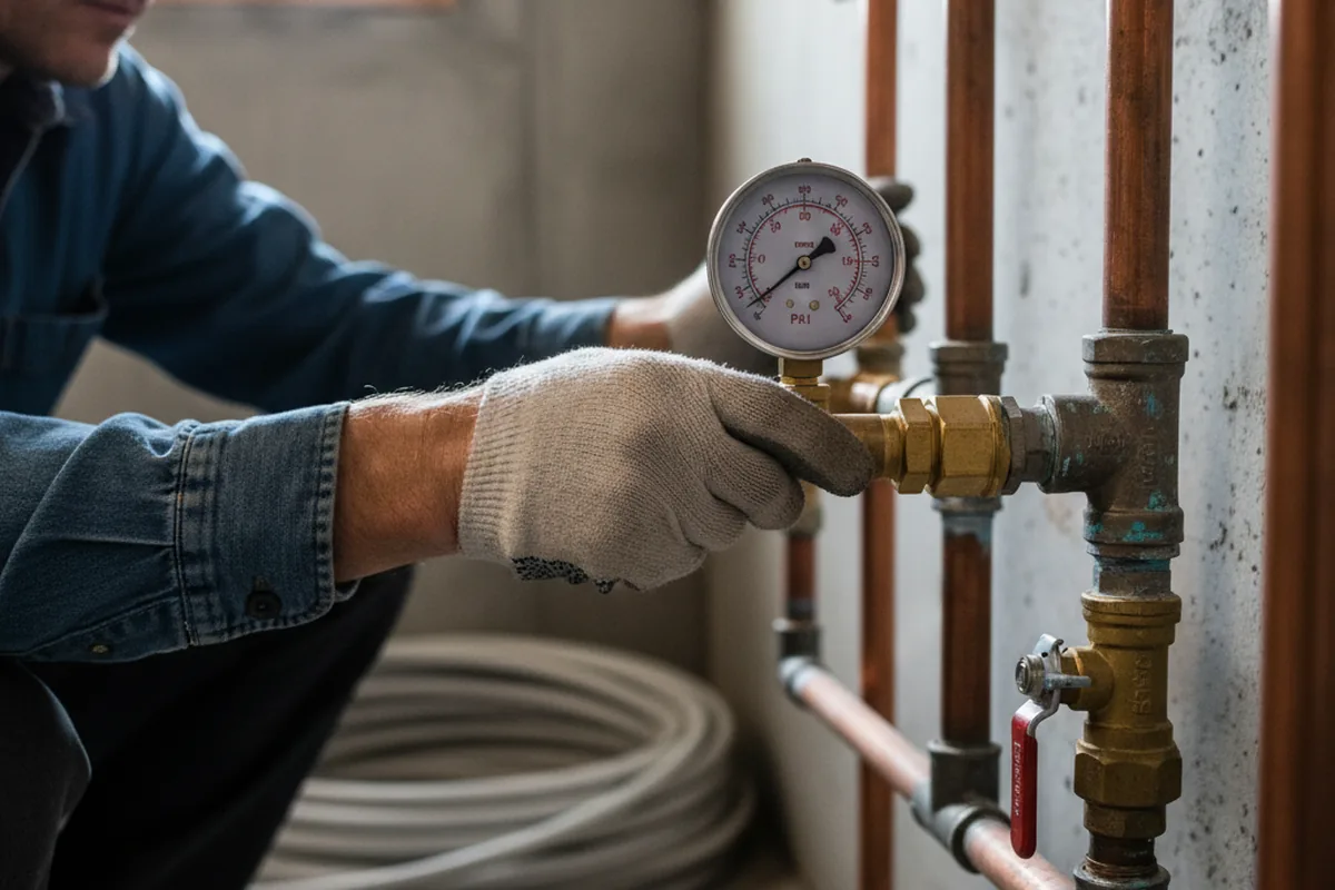 Pressure testing a repaired line during Water Line Repair in Corydon